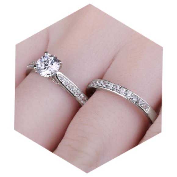 ๐ 1ct CZ Solitaire Bridal Set โ 925 Sterling Silver ๐ - Picture 5 of 8
